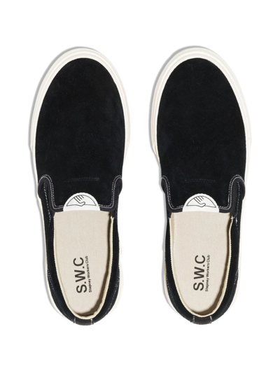 Shop Stepney Workers Club Lister Slip-on Suede Trainers In Schwarz