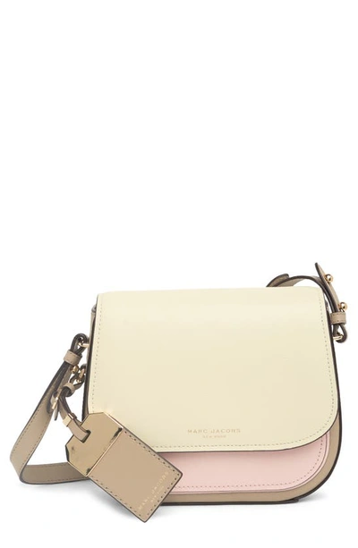 Shop Marc Jacobs Mini Rider Leather Crossbody Bag In Marshmallow Multi