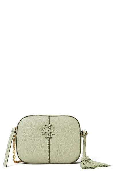 Shop Tory Burch Mcgraw Leather Camera Bag In Pine Frost