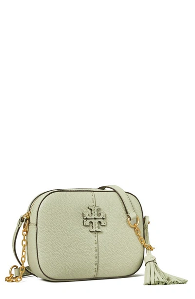Shop Tory Burch Mcgraw Leather Camera Bag In Pine Frost