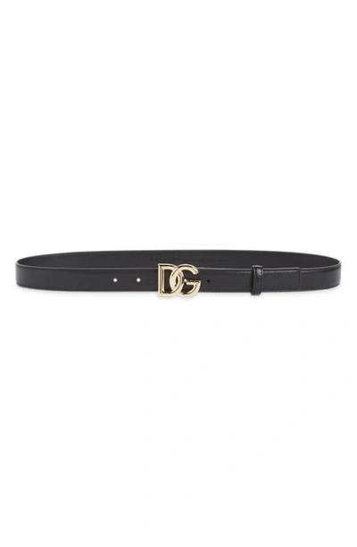Shop Dolce & Gabbana Dolce&gabbana Dg Logo Leather Belt In Nero