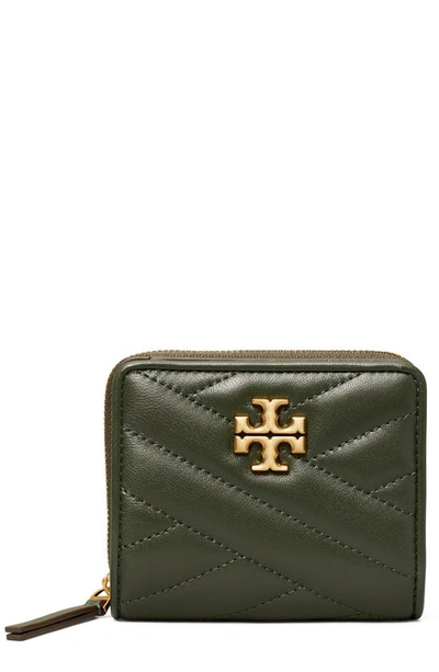 Shop Tory Burch Kira Chevron Quilted Bifold Wallet In Sycamore / Rolled Gold