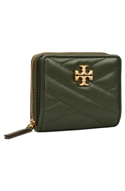 Shop Tory Burch Kira Chevron Quilted Bifold Wallet In Sycamore / Rolled Gold