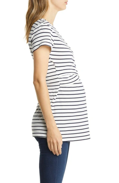 Shop Angel Maternity Stripe Crossover Short Sleeve Maternity/nursing Top