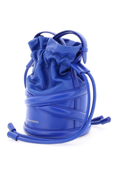 Shop Alexander Mcqueen The Soft Curve Bucket Bag In Blue