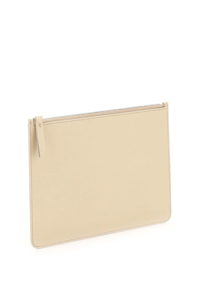 Shop Maison Margiela Grained Leather Small Pouch In Beige