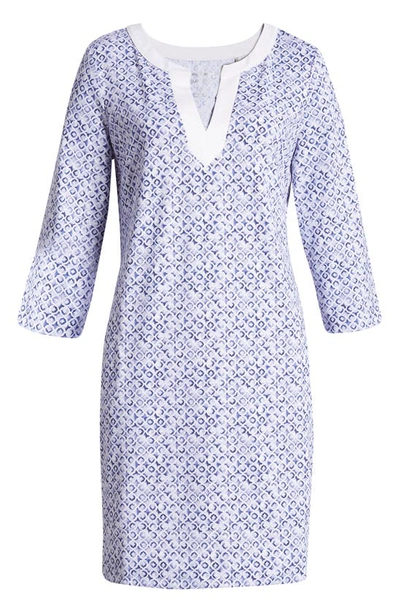 Tommy Bahama Aubrey Tile Print Tunic Dress In Deep Ultramarine