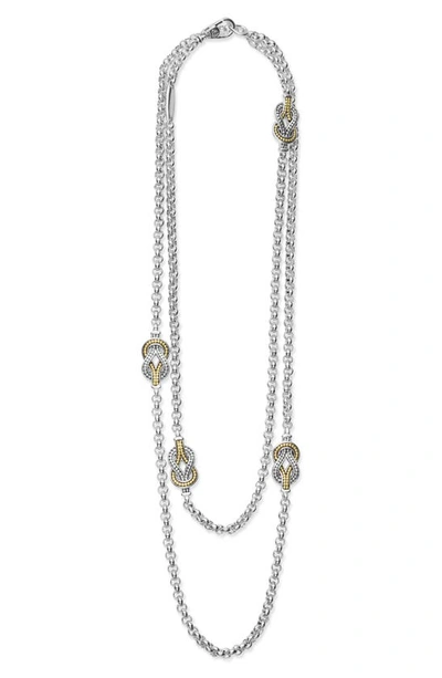 Shop Lagos Newport Rolo Layered Necklace In Silver Gold