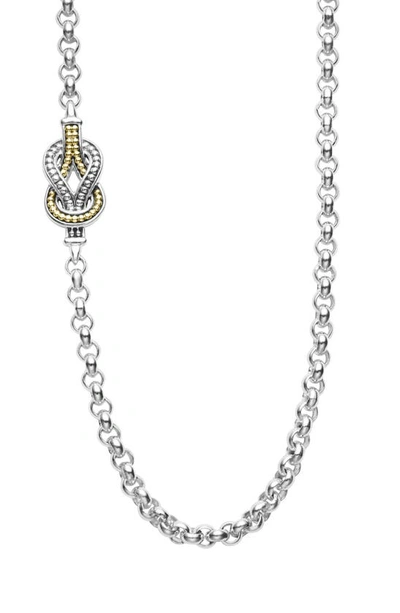 Shop Lagos Newport Rolo Layered Necklace In Silver Gold