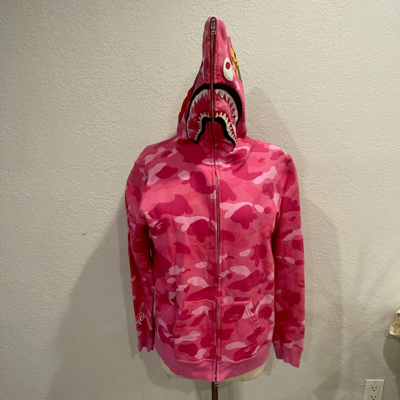 BAPE pink camo × red camo Shark full zip hoodie A Bathing Ape Size L