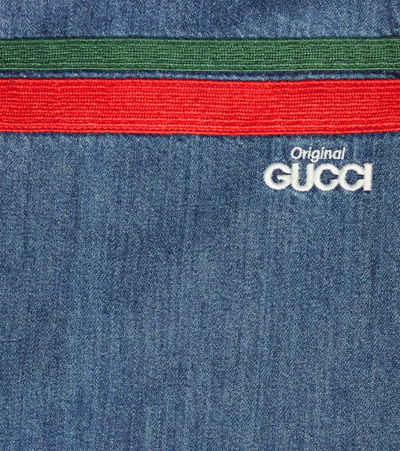 Shop Gucci Web Stripe Denim Dress In Blue/mix