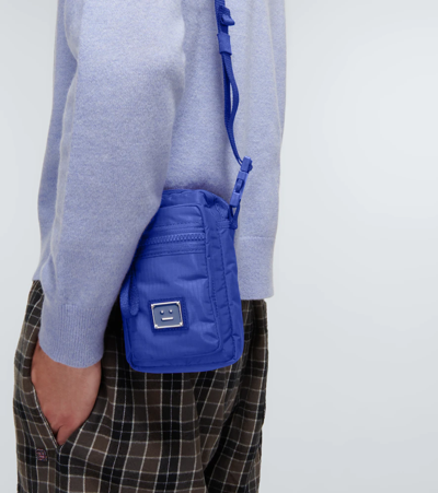 Shop Acne Studios Face Ripstop Crossbody Bag In Blue