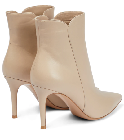 Shop Gianvito Rossi Levy 85 Leather Ankle Boots In Mousse