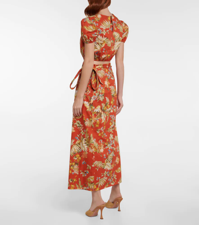 Shop Erdem Vacation Hydra Floral Cotton Crop Top In Rust