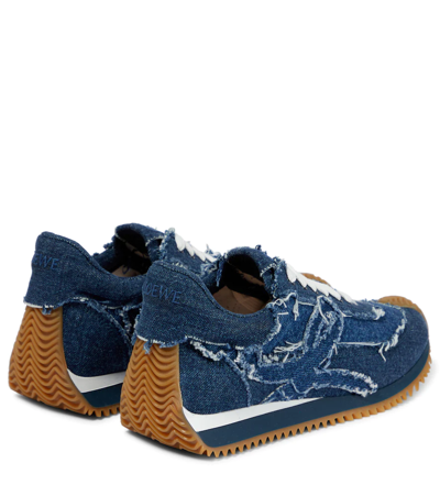 Shop Loewe Denim Flow Runner Sneakers In Denim Blue/dark Denim Blue