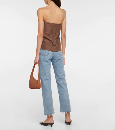 Shop Totême Silk Top In Saddle Brown