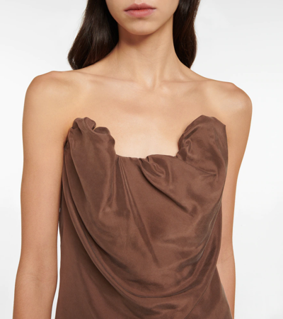 Shop Totême Silk Top In Saddle Brown