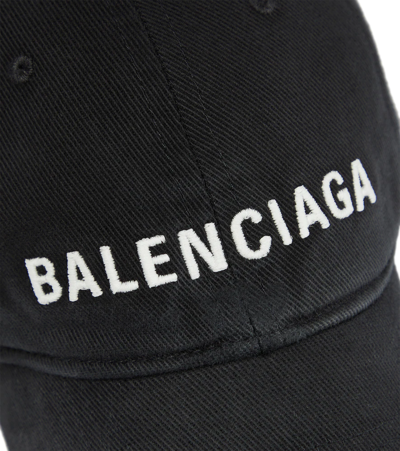 Shop Balenciaga Logo Cotton Baseball Cap In Black/gitd W