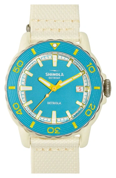 Shop Shinola Sea Creatures Woven Strap Watch, 40mm In Bluegrotto