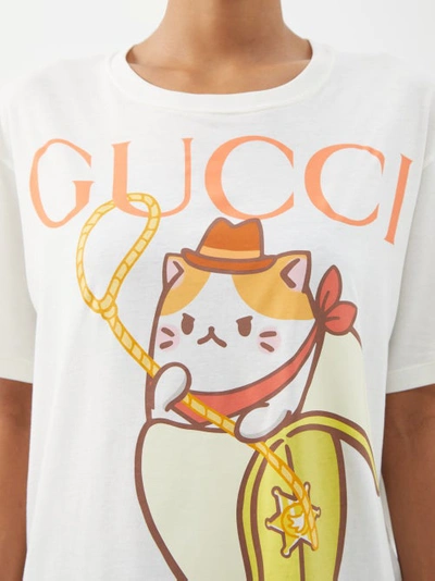 Gucci X Bananya White Logo Cotton T-shirt | ModeSens