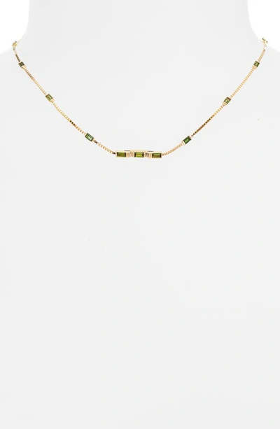 Shop Gucci Link To Love Tourmaline Station Necklace In 18ky