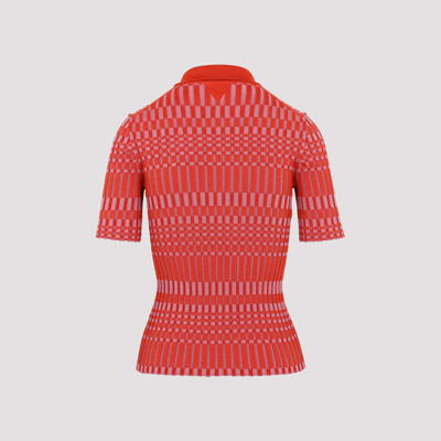 Shop Bottega Veneta Silk Striped Polo In Red