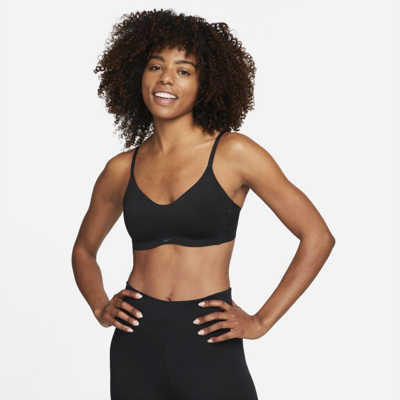 Shop Nike Women's Alate Minimalist Light-support Padded Sports Bra In Black
