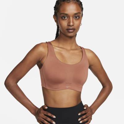 Shop Nike Women's Alate Coverage Light-support Padded Sports Bra In Brown