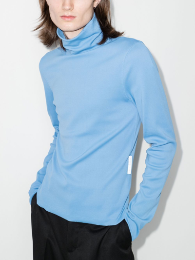 Shop Bianca Saunders Roll-neck Long Sleeved T-shirt In Blau