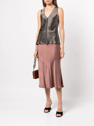 Voz Silk Raw-edge Tank Top In Grey