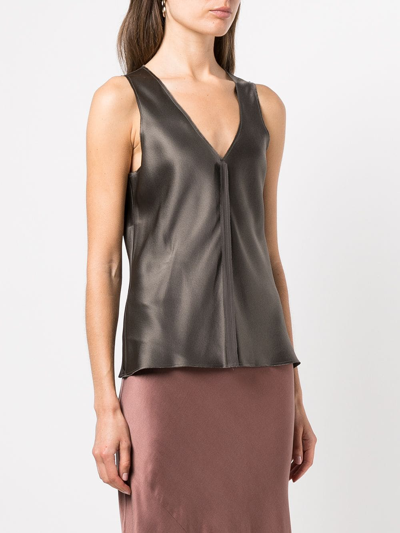 Voz Silk Raw-edge Tank Top In Grey