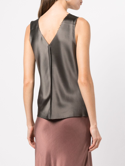 Voz Silk Raw-edge Tank Top In Grey