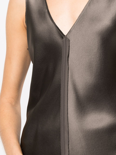 Voz Silk Raw-edge Tank Top In Grey