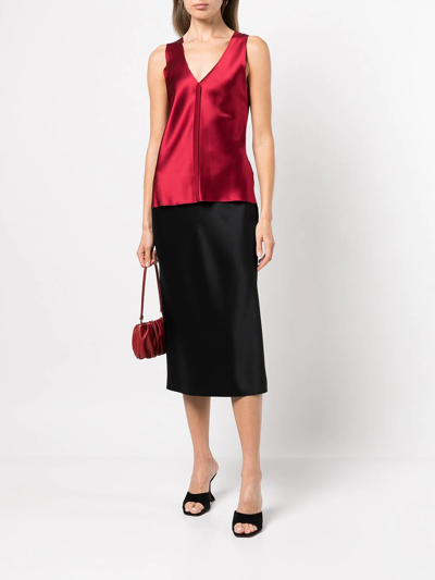 Voz Silk Raw-edge Tank Top In Red