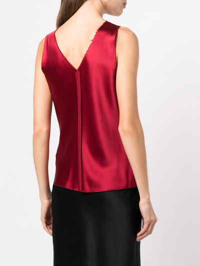 Shop Voz Silk Raw-edge Tank Top In Red