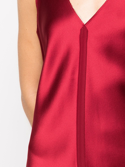 Voz Silk Raw-edge Tank Top In Red