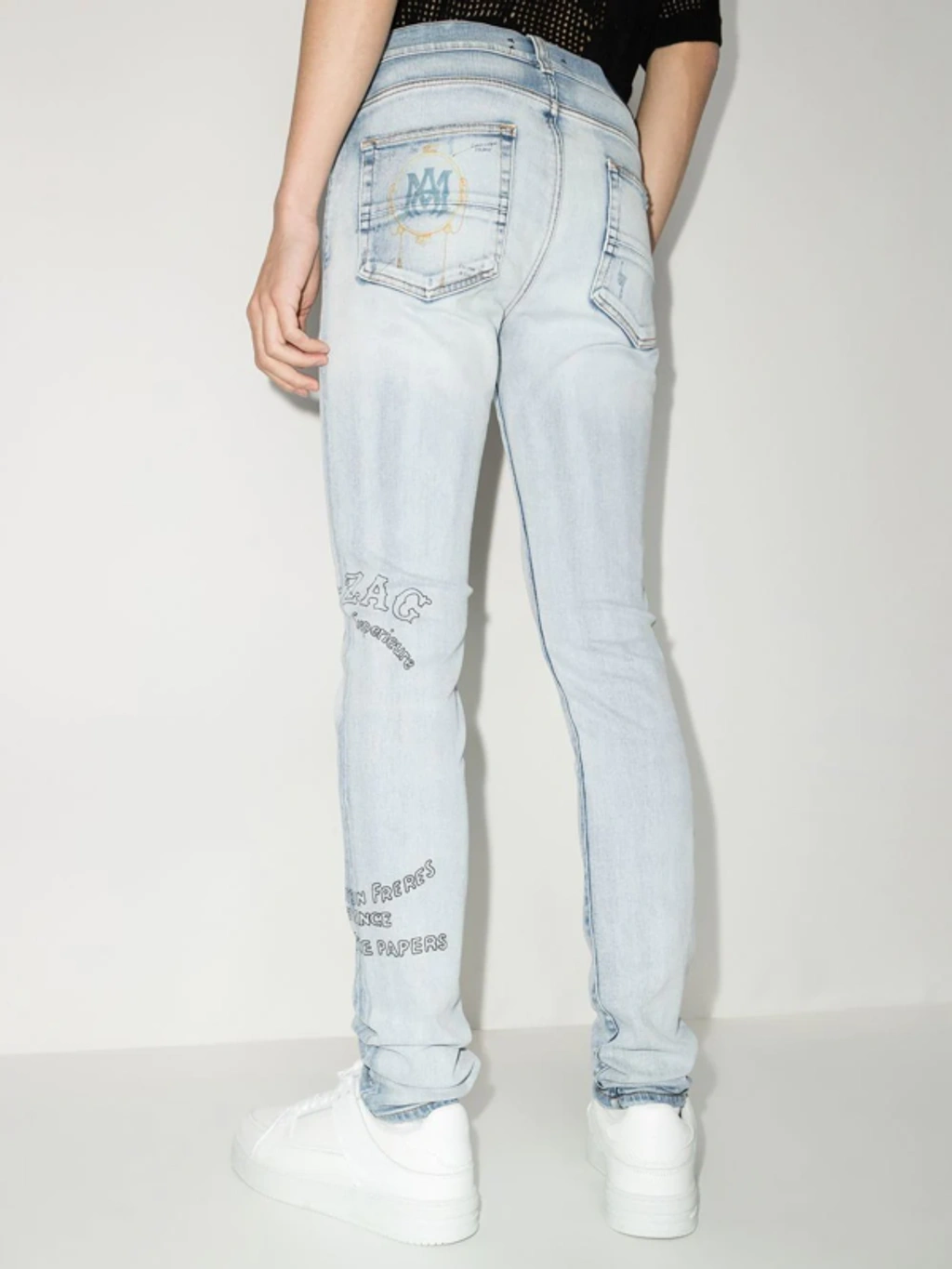 Jean Skinny Amiri Zig Zag Indigo Léger Taille 31 - Coton, Effet Délavé, Neuf Avec étiquettes