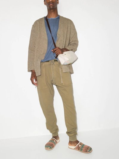 Shop Greg Lauren Drawstring Tapered Track Pants In Grün