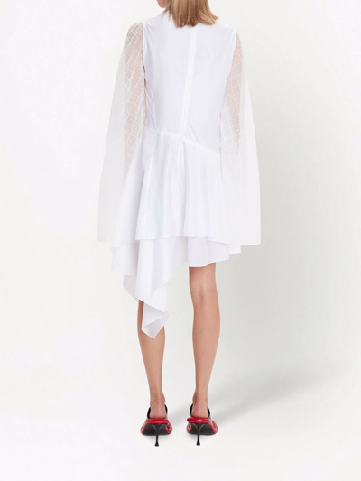 Shop Jw Anderson Sheer-sleeve Asymmetric Dress In White