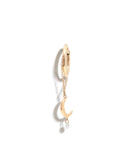 Shop Persée 18kt Yellow Gold Moon Diamond Hoop Earring