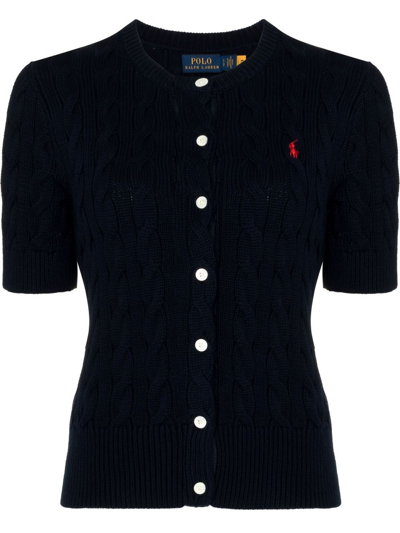 Shop Polo Ralph Lauren Button-up Knitted Top In Blau
