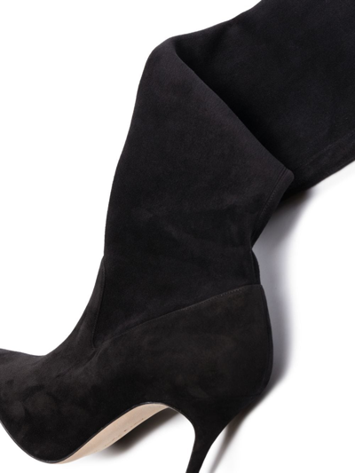 Shop Manolo Blahnik Pascalare 105mm Over-the-knee Boots In Schwarz