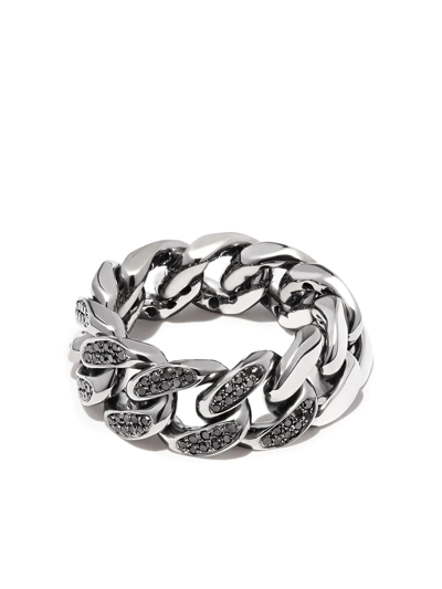 Shay 18k White Gold & Diamond Flat Link Ring In Silber