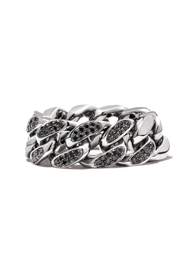 Shay 18k White Gold & Diamond Flat Link Ring In Silber
