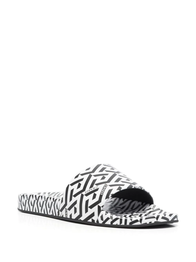 Versace La Greca Print Slides, Male, Print, 47 In Black