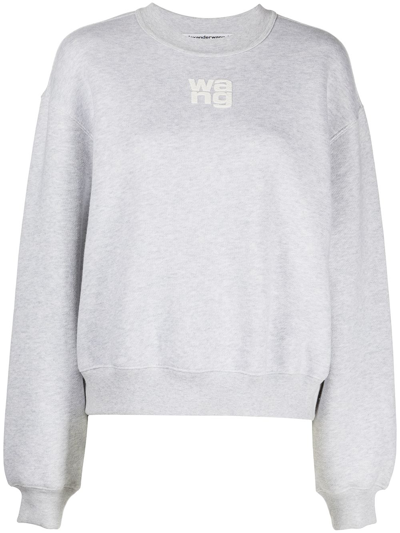 Shop Alexander Wang Logo-print Cotton Sweatshirt In Grey