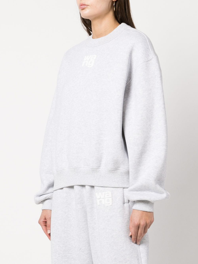 Shop Alexander Wang Logo-print Cotton Sweatshirt In Grey