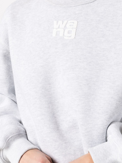 Shop Alexander Wang Logo-print Cotton Sweatshirt In Grey