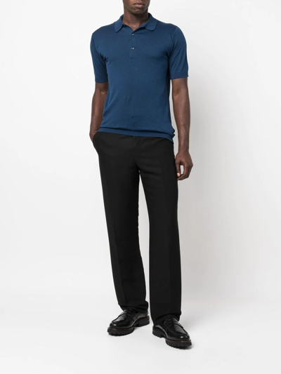 Shop John Smedley Short-sleeve Polo Shirt In Blau