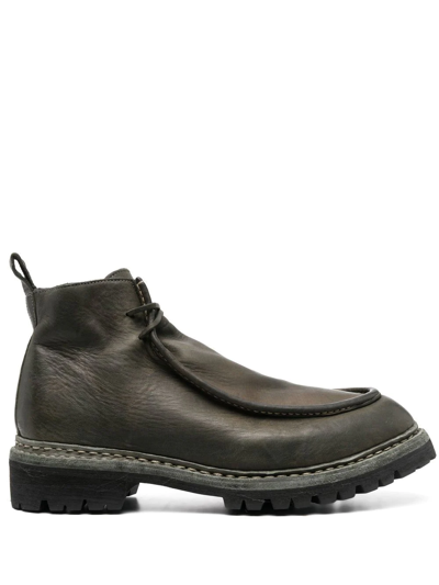 Shop Guidi Lace-up Leather Boots In Grün